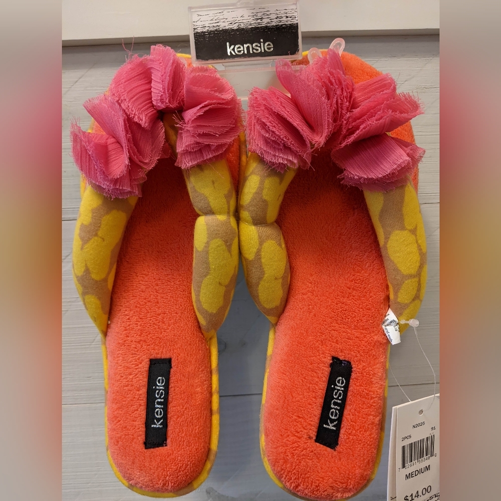 ✨ NEW Kensie Women's Slippers; Size: M 7/8; Color: Pink, Coral, Yellow, & Tan